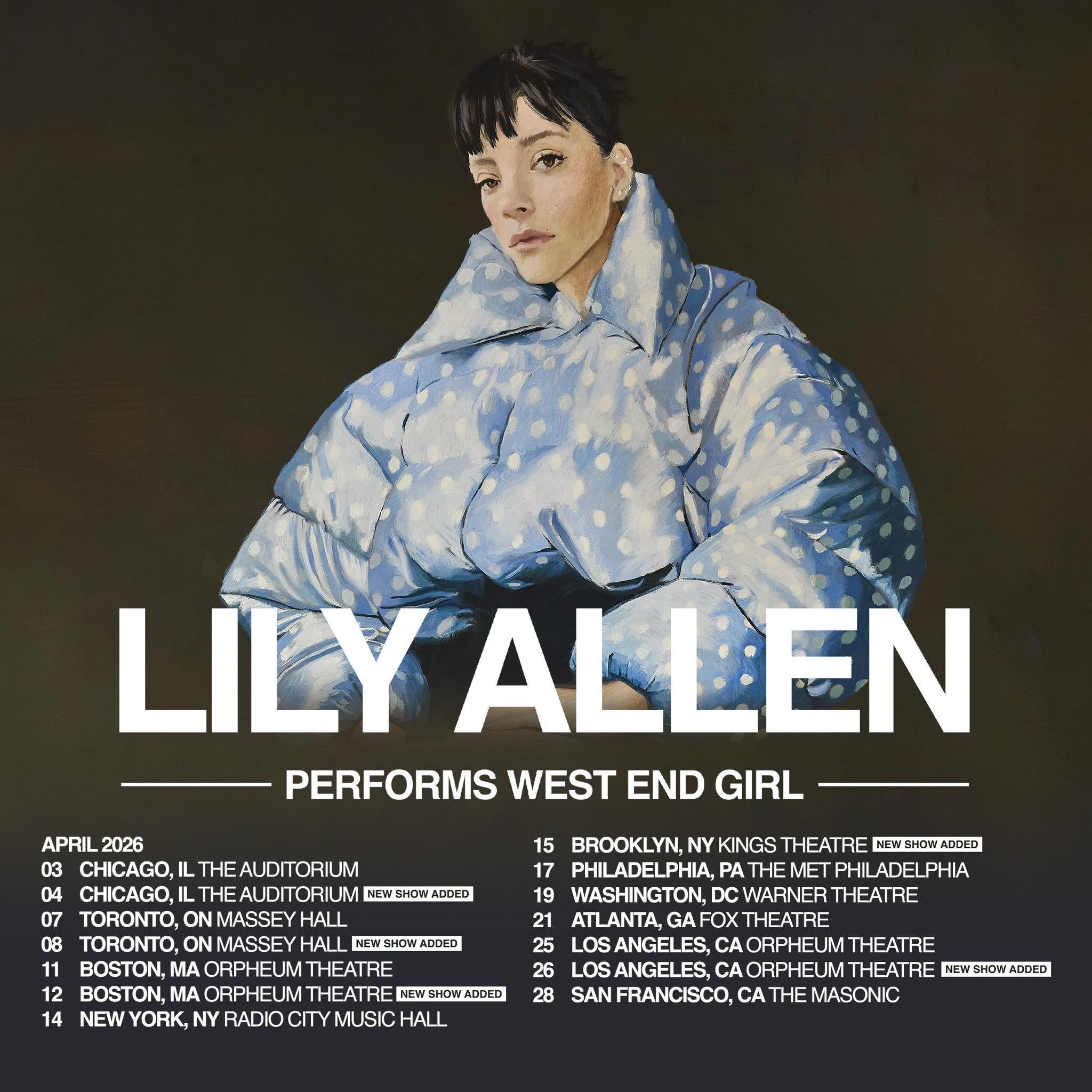 Lily Allen West End Girl Tour Poster 2026